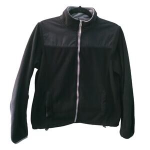 Prince & Fox Womens Sz L Black Fleece Jacket Zippered Front Outerwear